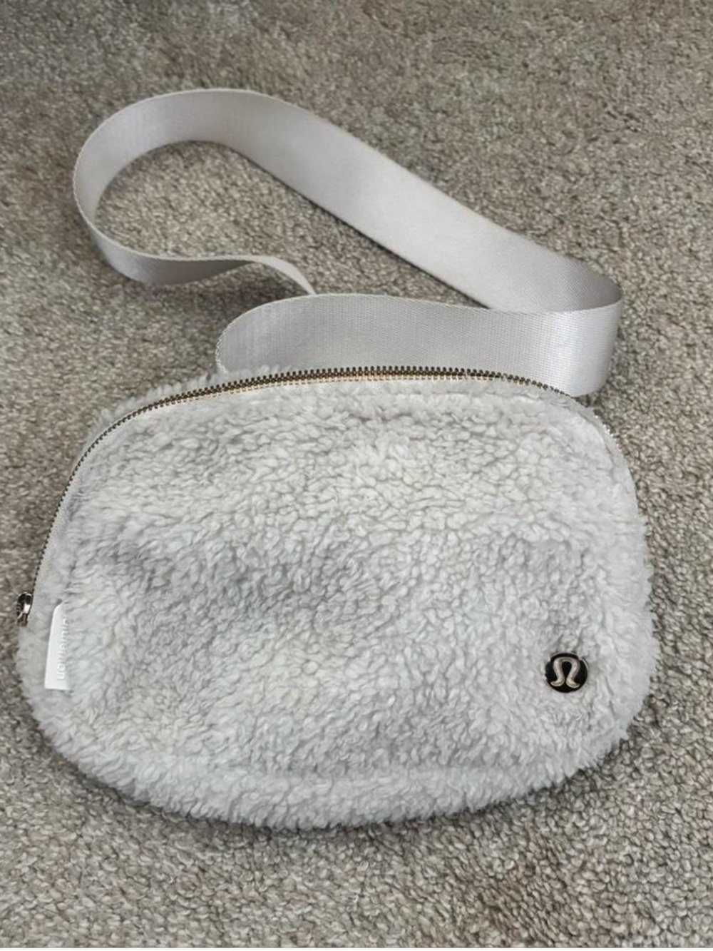 lululemon athletica Cream/White Shearling Crossbody Bag